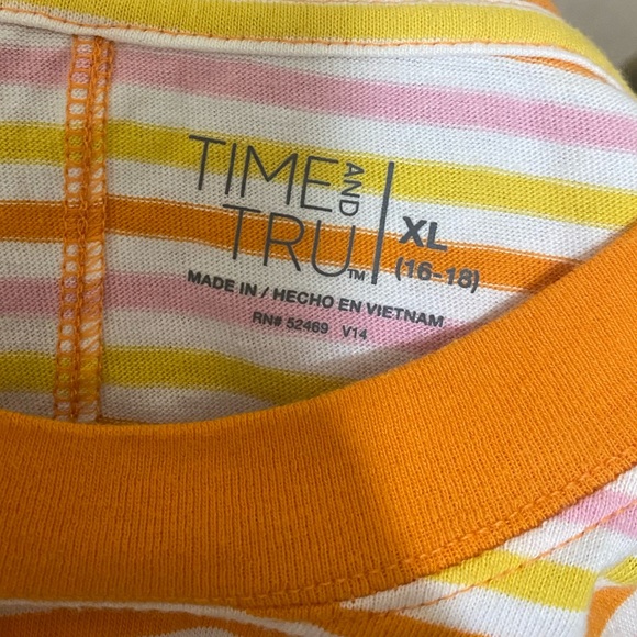 ☀️ Orange Striped T-Shirt Dress - Time and Tru - Size XL - Picture 3 of 4
